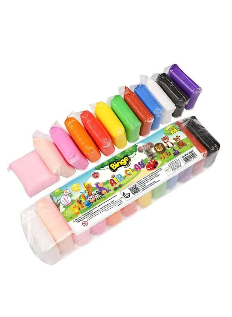 Bingo Air-Dry Clay, 12 Small Bags + Tools, for Kids. - Image 2